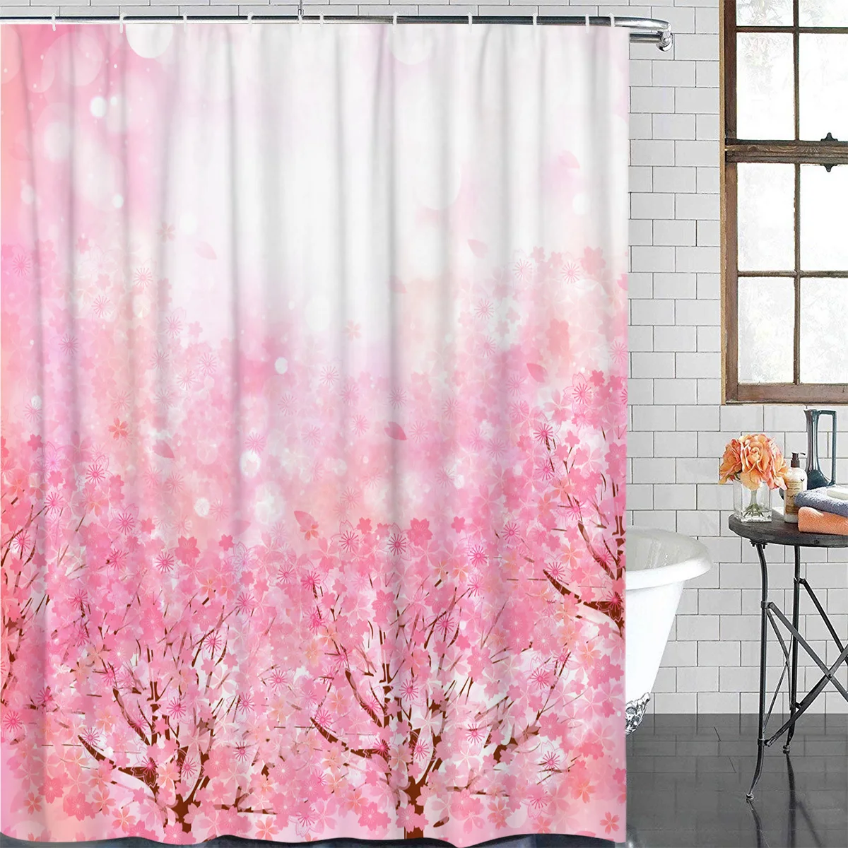 Водонепроницаемая занавеска для душа в японском стиле розовая декоративная