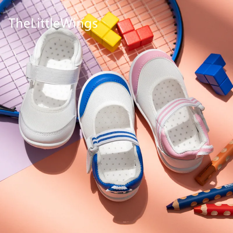 Детская маленькая белая обувь летняя сетчатая дышащая для дома и детского сада