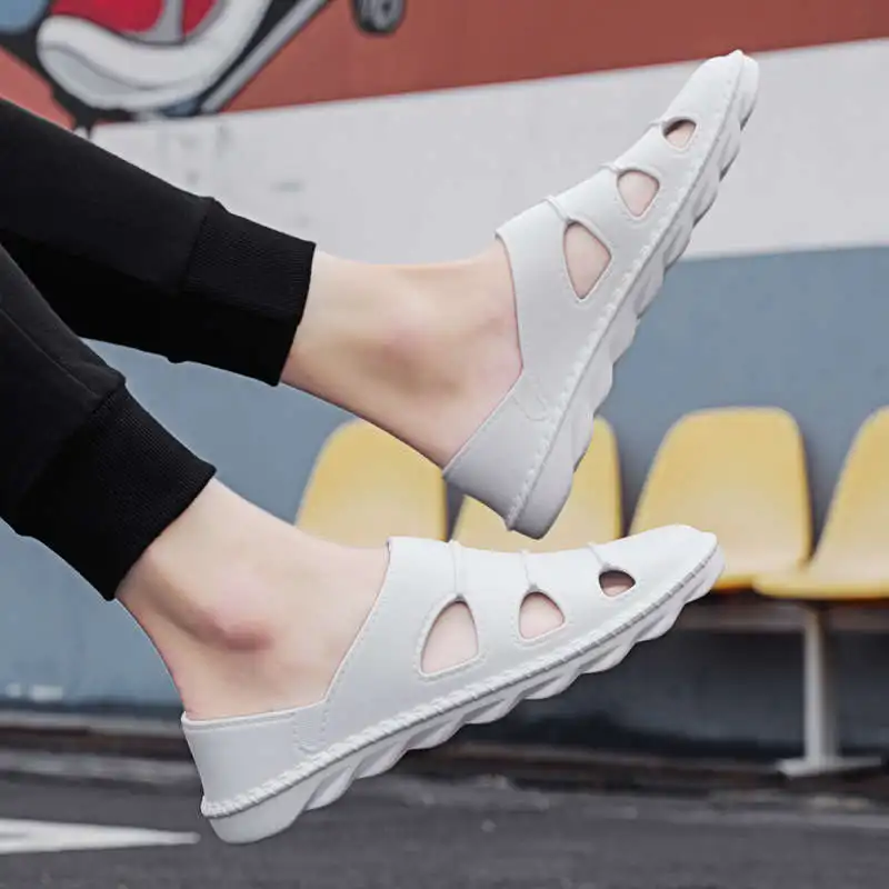 

Мужские кожаные кроссовки Soes, дизайнерские сандалии для тренировок, тенниса, скейтборда, черные, не Повседневная летняя обувь