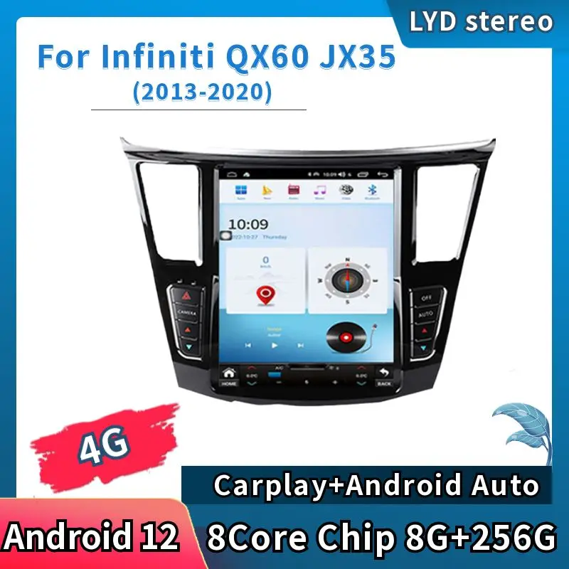 

LYD Stereo For Infiniti QX60 JX35 2013-2020 Automotive Multimedia Carplay Android Auto Bluetooth WiFi GPS Navigation 4G 8G+256G