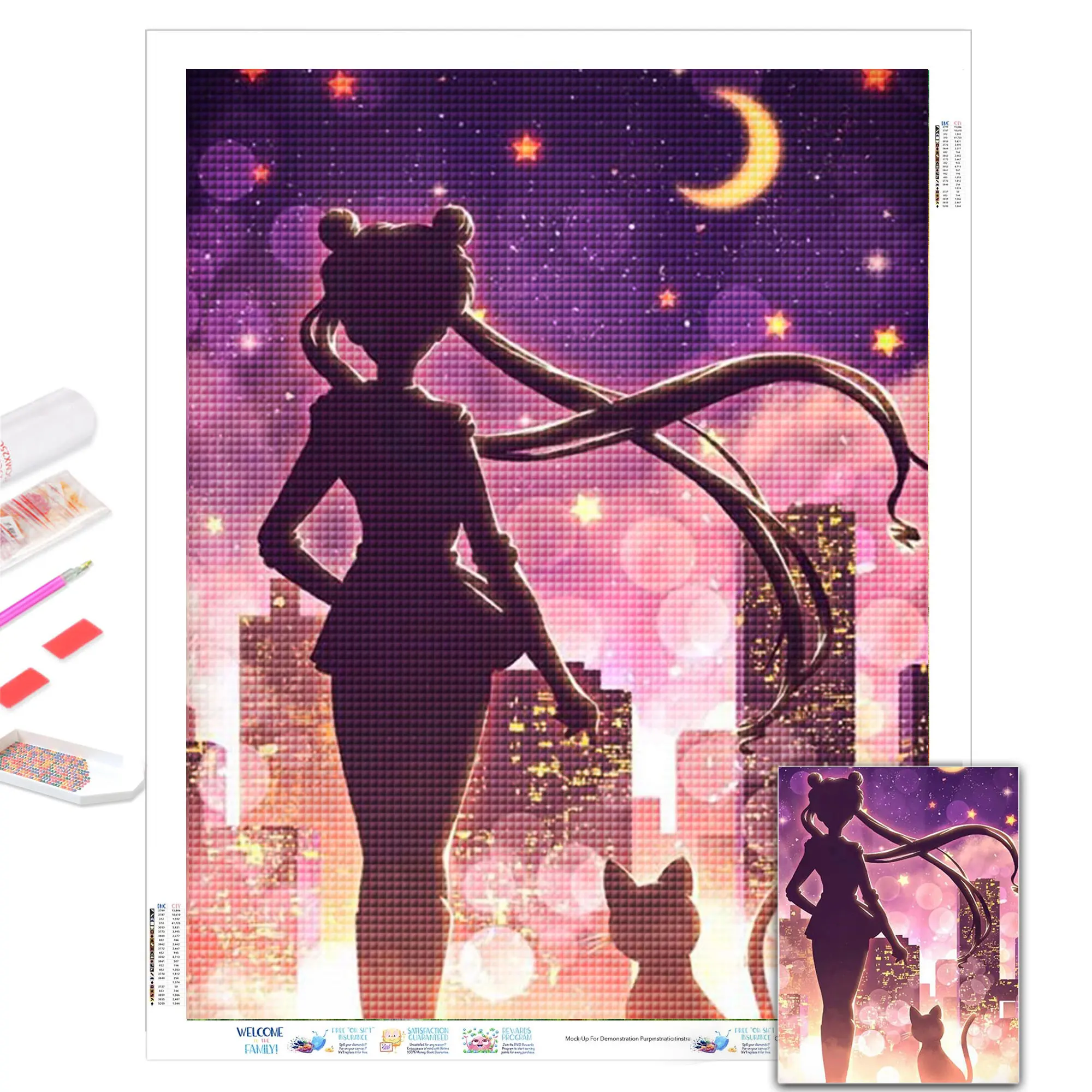 

Kamy Yi DIY 5D Japanese Anime Sailor Moon Cute Girl Diamond Painting Cross Stitch Kits Embroidery Art Mosaic Drill Home D