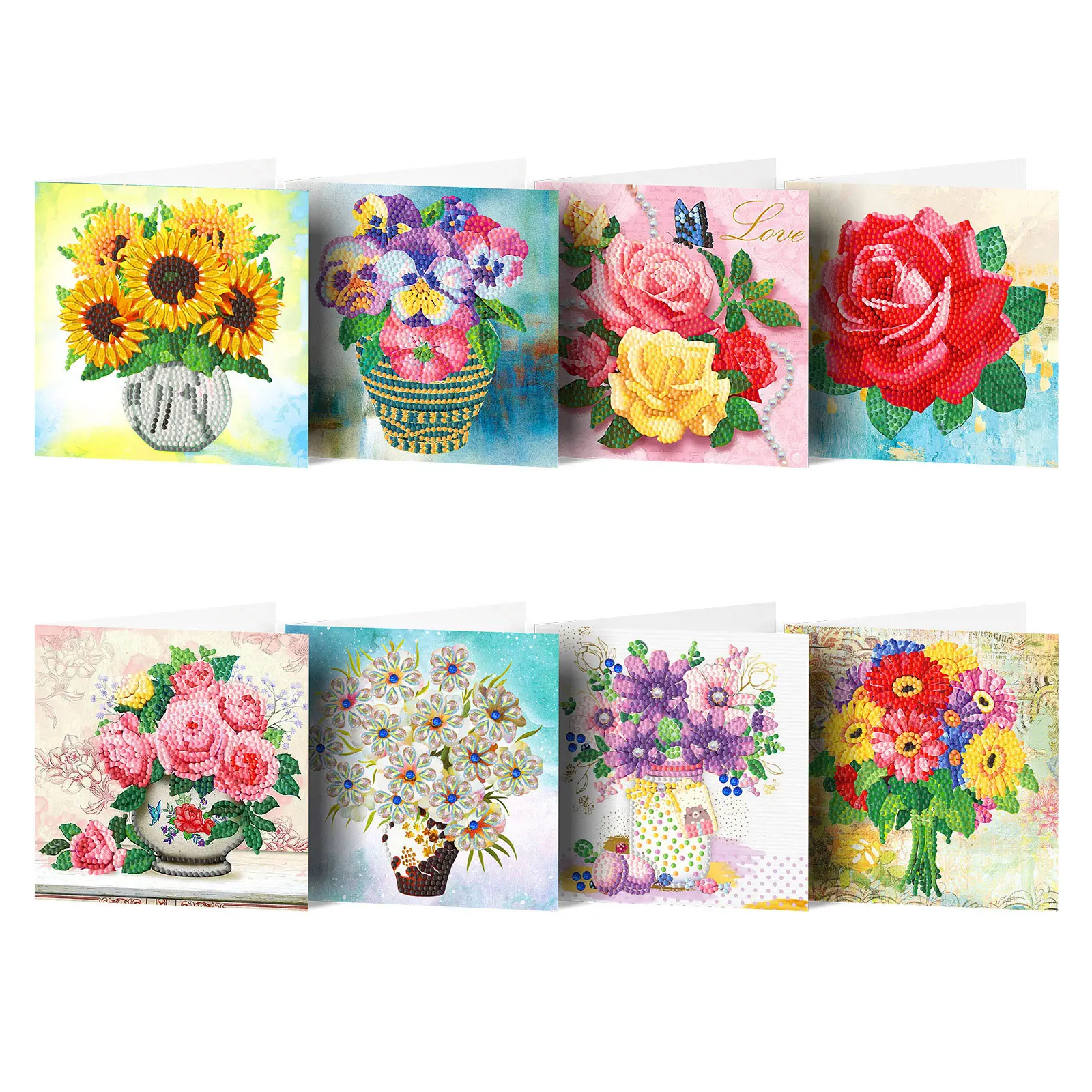 

5D DIY Flower Diamond Painting Greeting Cards For Birthday Gift Mother Teacher Butterfly Diamond Cross Stitch Thanksgiving Card
