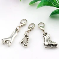 21pcs alloy mixed roller skates floating lobster clasps religion charm pendant for jewelry making findings nm225