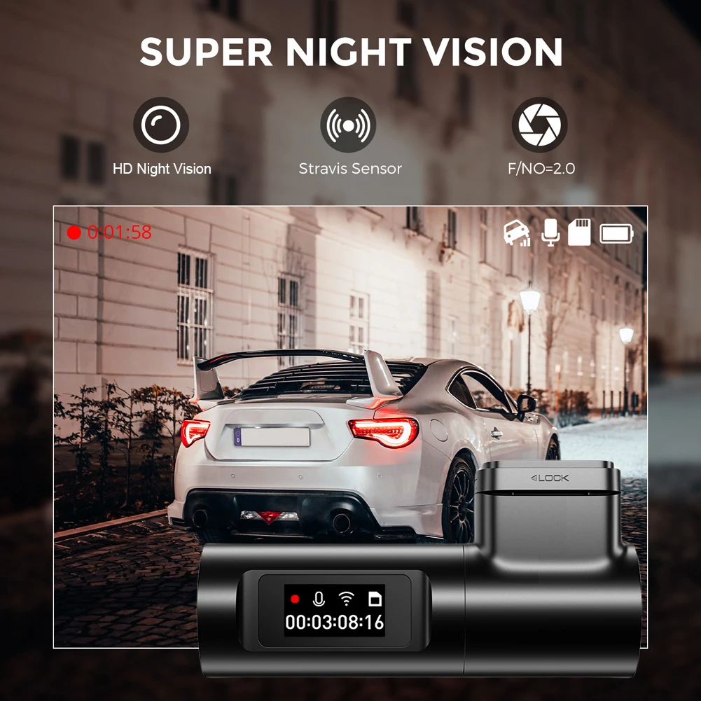 

Automobile Data Recorder HD 1080P Vehicle Driving Recorder 150 Degree Wide Angle Parking Monitor Voice Control WiFi Night Vision