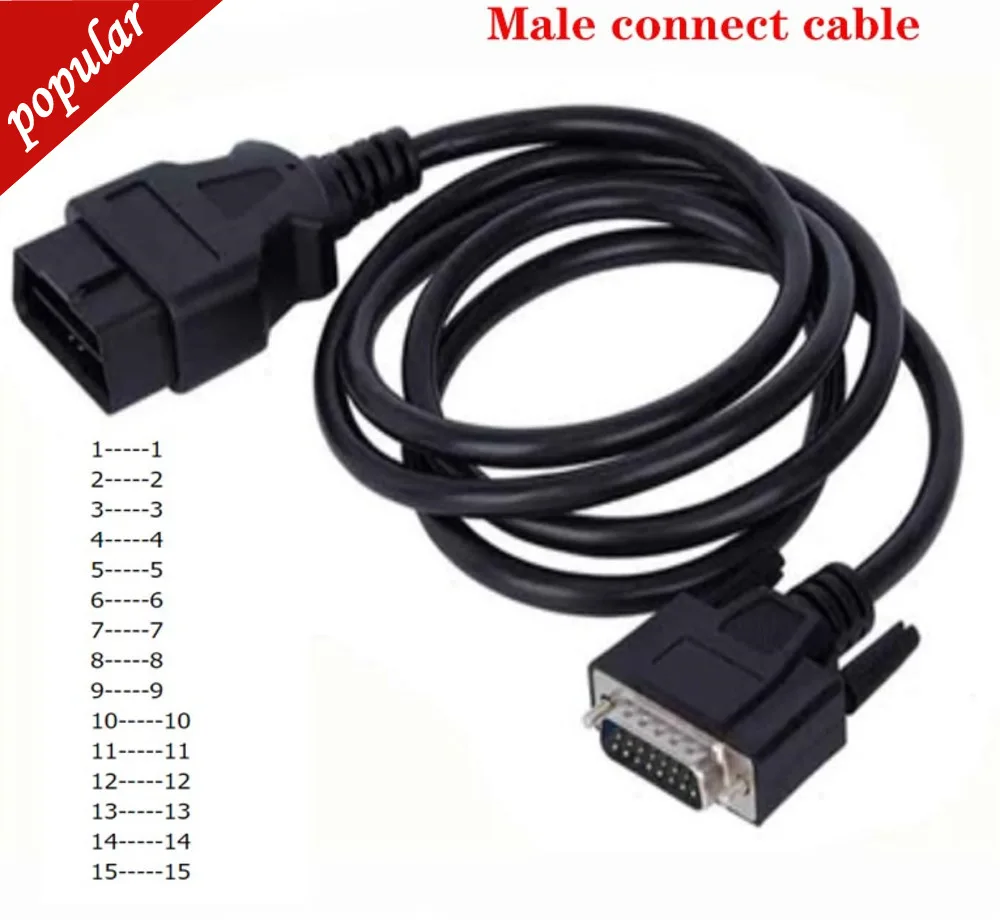 Лидер продаж, кабель OBD 2 OBD2 «папа»-«папа» DB15 «папа», OBDII, кабель OBD II, подходит для FG TECH V54, основной кабель, автомобильный разъем, Удлинительный кабель
