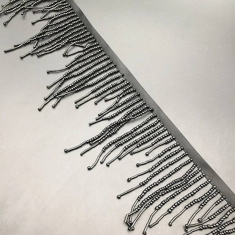 Лента из бисера ручной работы со стеклянными бусинами бахрома кружевная отделка