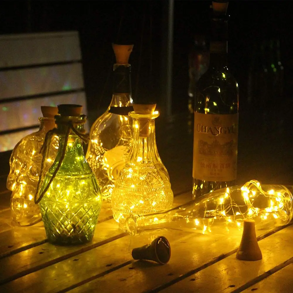 

F2 5PCS Christmas Decor String Light 20LED Solar Wine Bottle Lights Solar Cork Copper Wire Fairy Light for Holiday Party Wedding