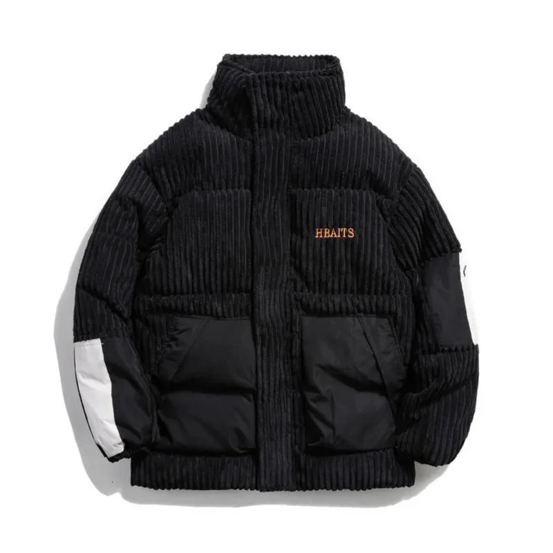

Jacket Leather Hop Warm Coats Hip Corduroy Men Harajuku Unisex Stand Streetwear Winter Male Black Privathinker Parka Coat Korean