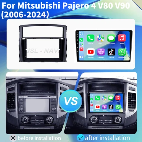 Для Mitsubishi Pajero 4 V80 V90 2006-2014 8-ядерный 5G автомобильный радиоприемник мультимедийный видеоплеер Android 14 2 din Carplay gsp QLED DSP