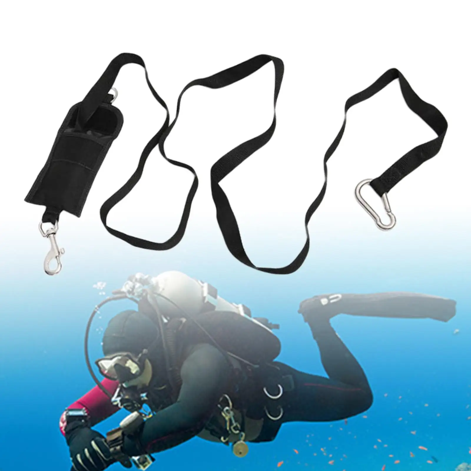 

Scuba Diving Buddy Line with D-Ring Carabiner Underwater Freediving 2.2M Safety Diver Diving Rope Backplate Hanging Strap