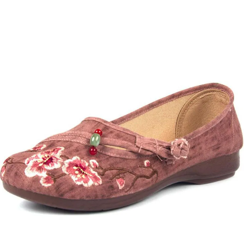 THEAGRANT Flat Shoes Woman Retro Chinese Embroidered Women Slip-on Loafers Floral Canvas Casual Shoes WFS3106 images - 6