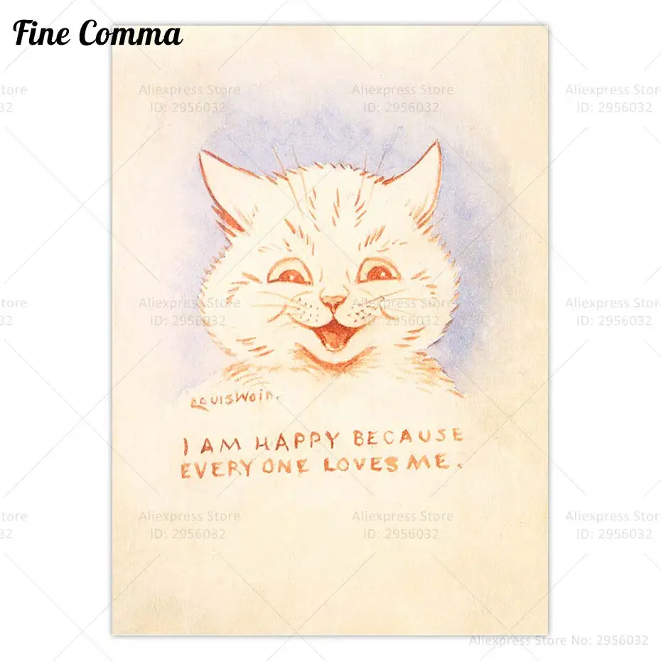 

Винтажный постер "Я счастлив, потому что все любят меня" Fine Comma Style