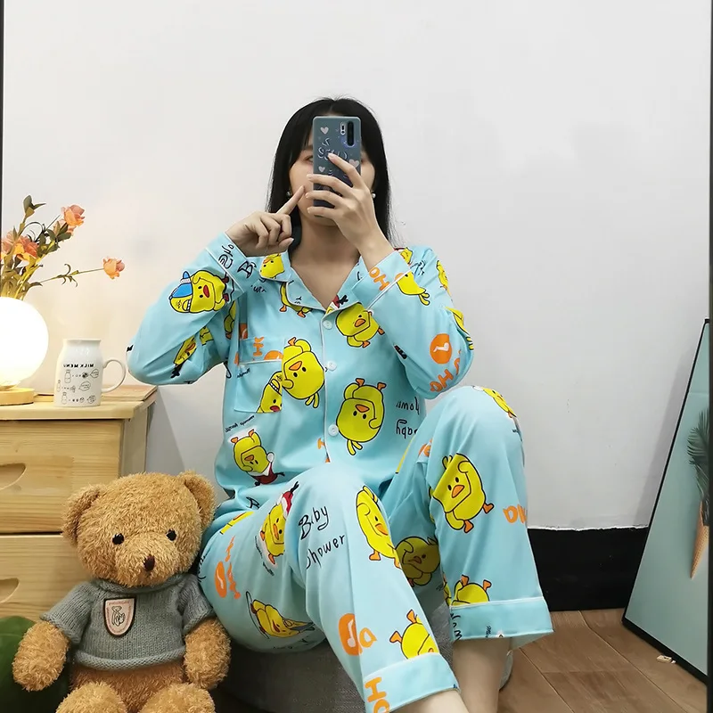 2022 New Autumn Women Thick Pajamas Set Printing Sleepwear Casual Long Sleeve Tops+Pants 2 Pieces Suit Home Clothes Loungewear