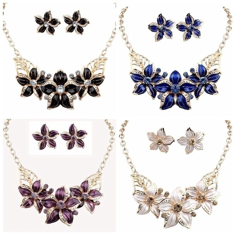 

Charm Women Flower Chunky Pendant Chain Choker Collar Bib Necklace Jewelry Set