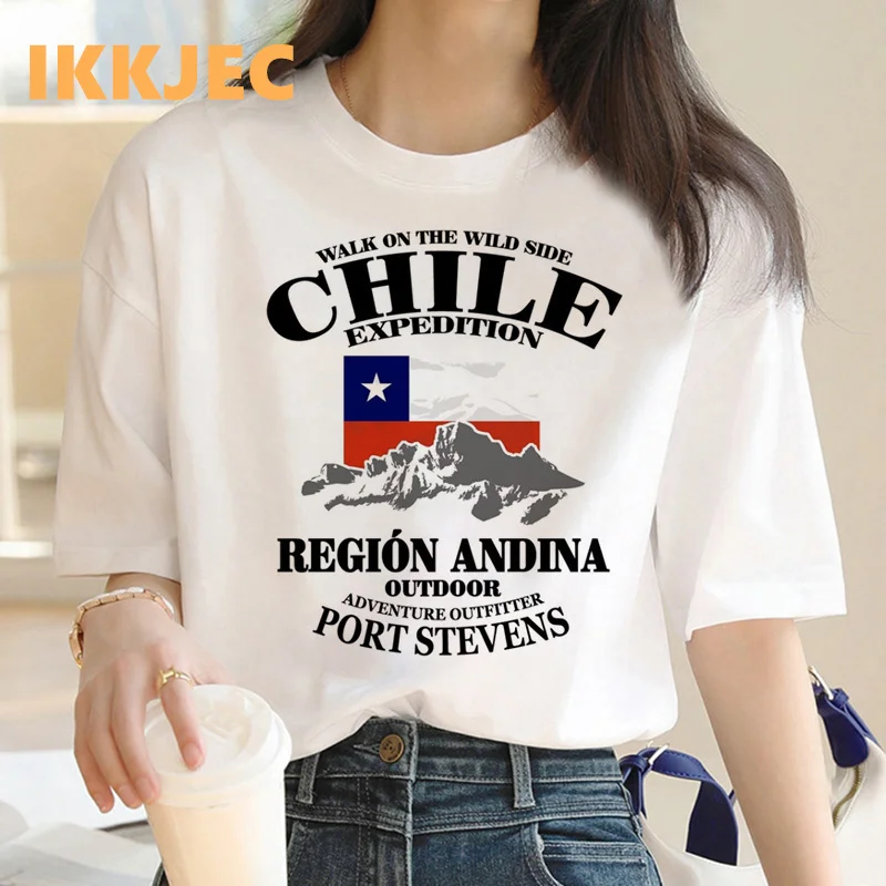 

chile t-shirt women white vintage 2022 print streetwear t-shirt tshirt ulzzang