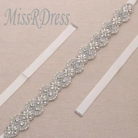 missrdress rhinestones 35 5inch long bridal sash belt silver crystal pearls wedding belts sash for bridesmaids dress jk866
