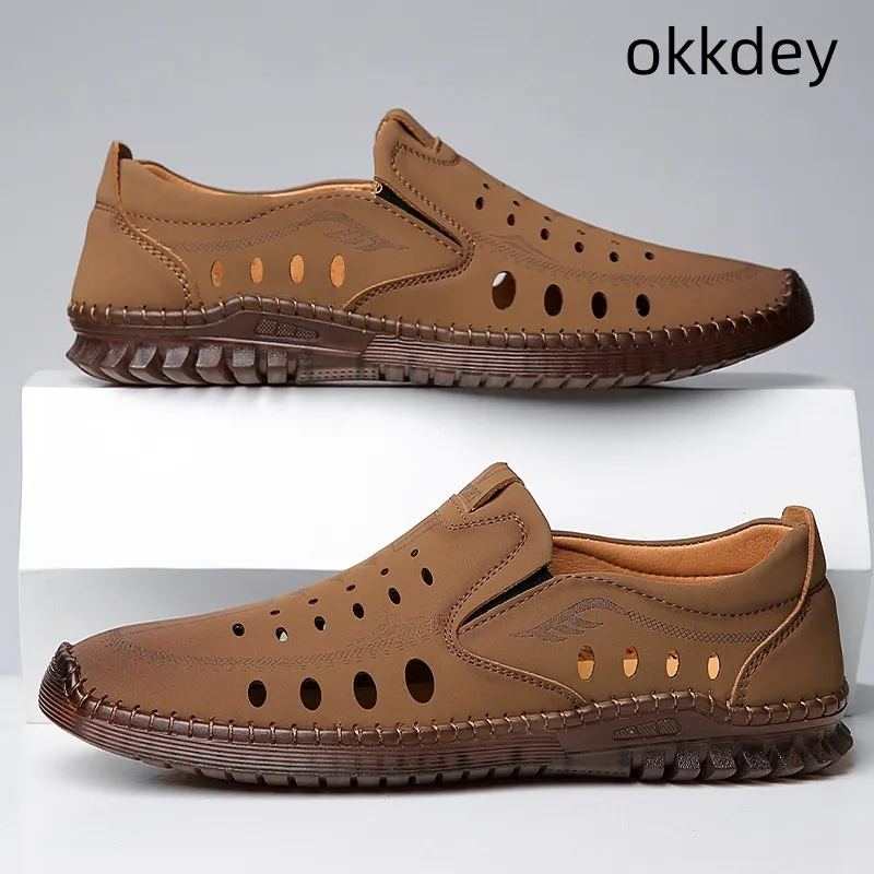 

Men's Summer Sandals Soft Bottom Flat Heel Non-slip Lightweight Outdoor Breathable Comfortable Massage Round Toe Summer Sandals