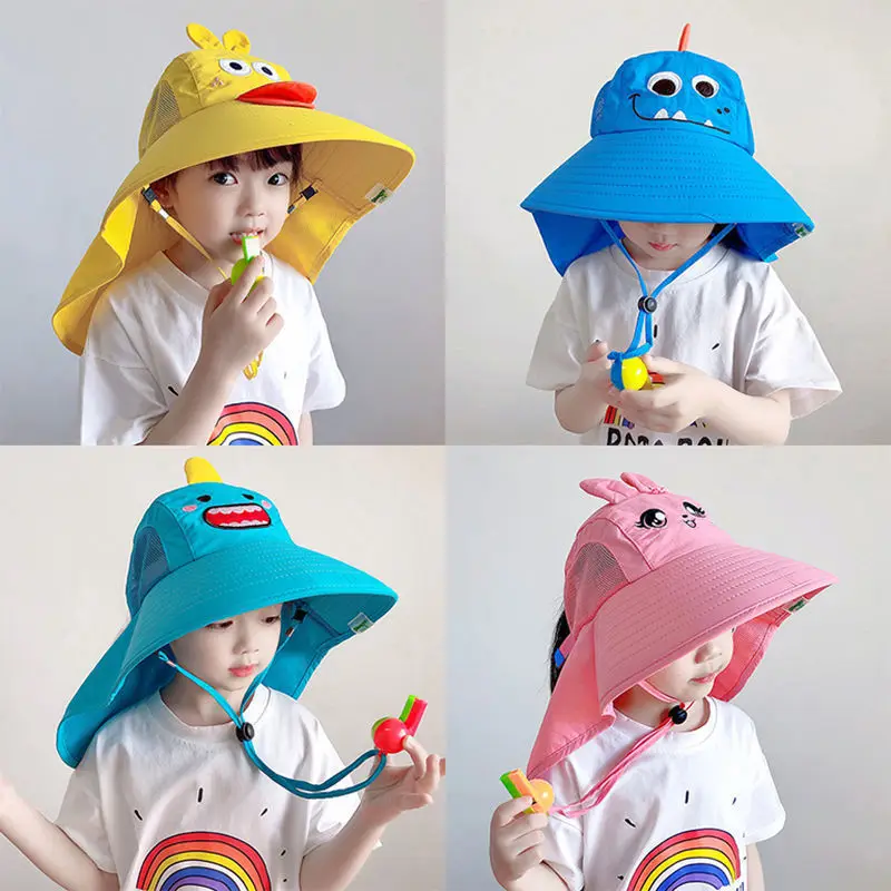 

New Children Sun Hat Summer Kids Outdoor Neck Ear Cover Anti UV Protection Beach Caps Kids Boy Girl Travel Flap Cap for Children