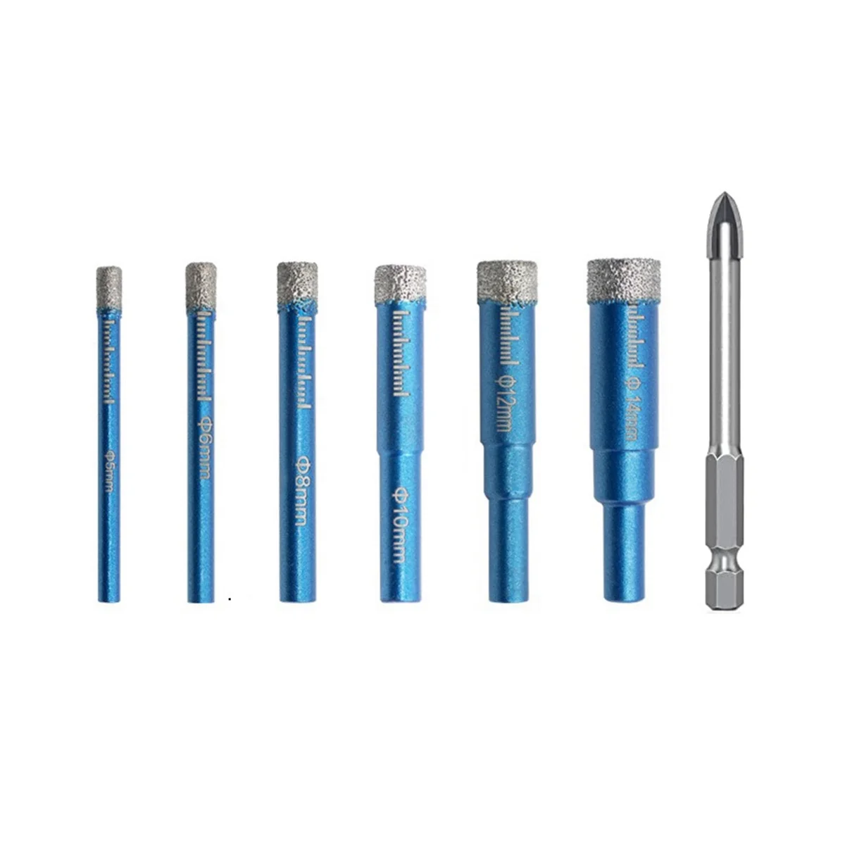 

Dry Brazing Hole Opener Marble Vitrified Tile All-Ceramic Tile Glass Drill Hole Opener Glass Drill 7-Piece Diamond Drill