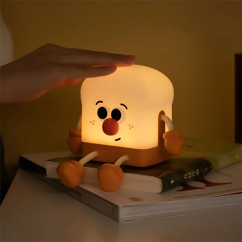 

Cartoon Bread Man Cute Night Light Toast Children Birthday Gift Creative Cartoon Toy Lamp Kids Bedroom Headboard Sleep Aid Light