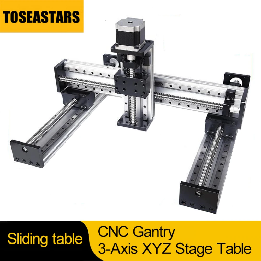 CNC Gantry 3-Axis XYZ Stage Table Ball Screw Linear Guide Rail Robotic Arm Router With Nema23 Stepper Motor