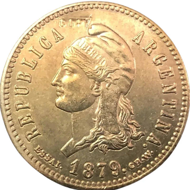 

Медная копия монеты 1879 Аргентина 40 Centavos Fuertes 27 мм