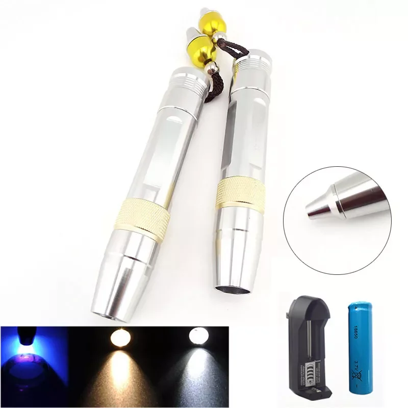 

3 light UV Led Flashlight lamp 365nm 395nm white yellow Black light torch Ultraviolet jewelry jade stone violet fluorescence C1