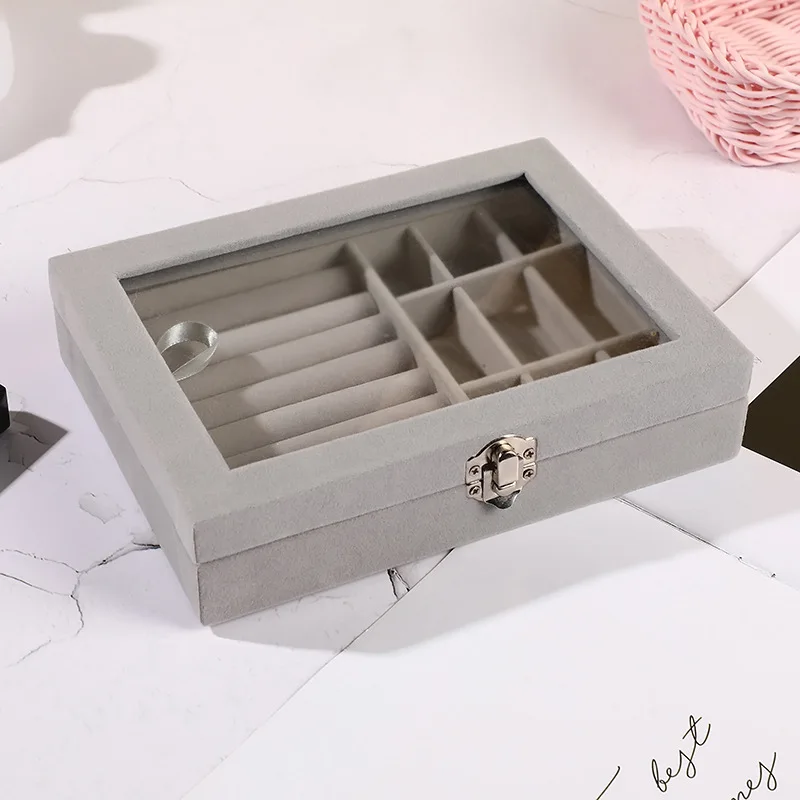 Portable Ring Earring Organizer Box Velvet Jewelry Display Tray Case Exquisite Jewellery Storage Holder For Travel