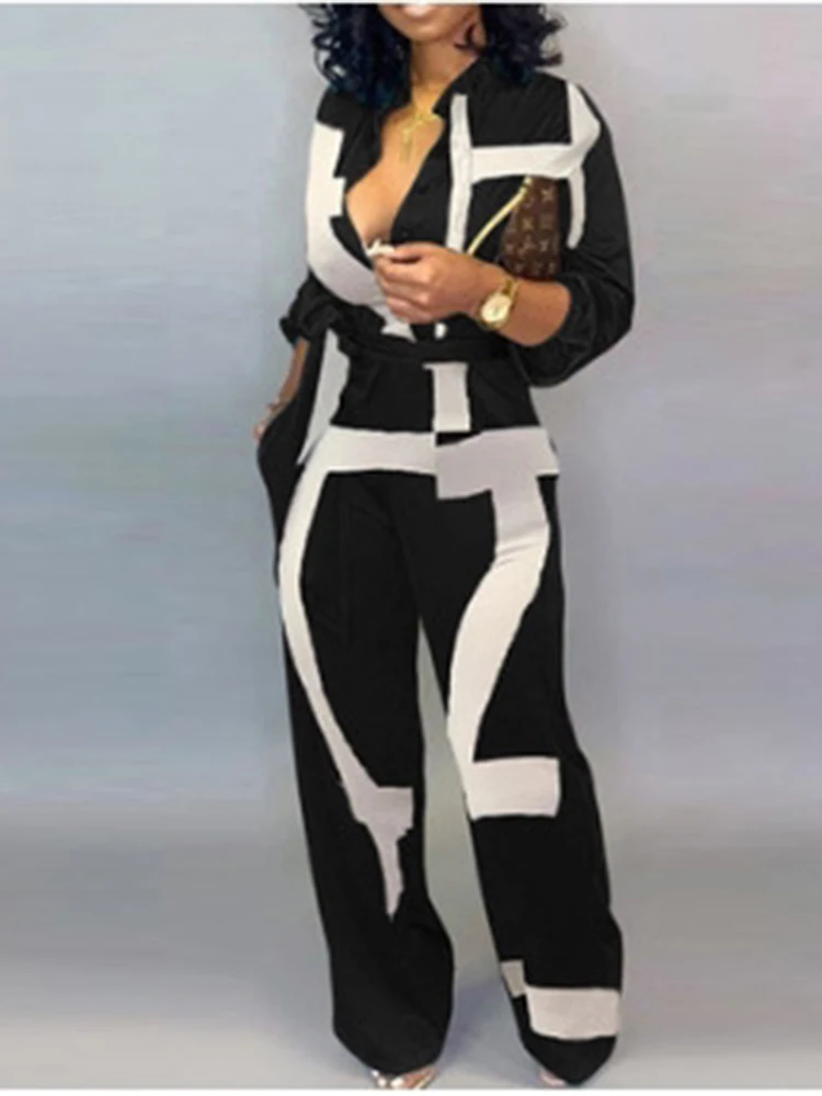 

2022 Spring Autumn Leopard Print Lace-up Jumpsuit Women Fashion Deep V-neck One Piece Overalls Casual Jumpsuits Streetwear