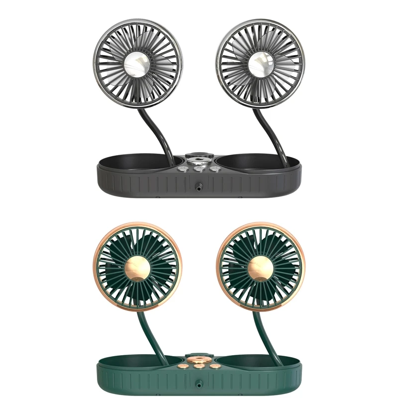 

2-в-1 USB-вентилятор с двойной головкой, автомобильный вентилятор с вращением на 360 градусов, автомобильный кулер, 3-скоростной увлажнитель-вен...