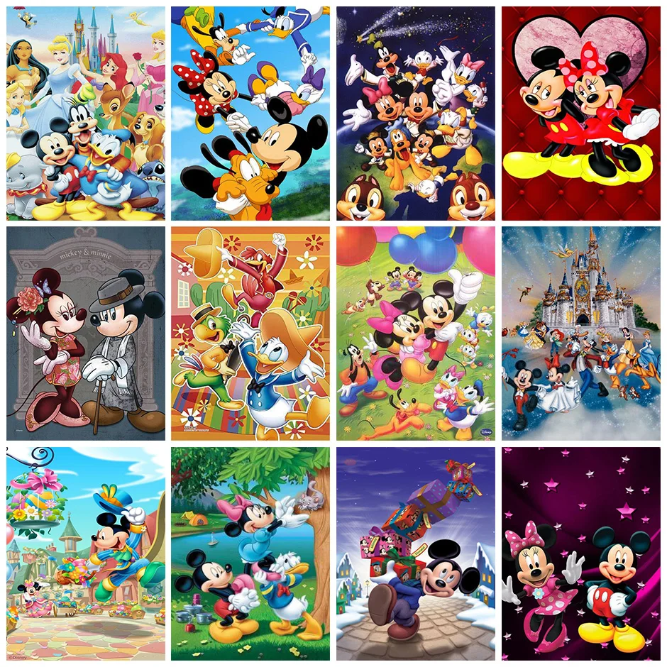 

Алмазная вышивка «сделай сам» Disney, Аниме Картина из страз с Микки Маусом, мультяшная Мозаика из страз, вышивка крестиком, украшение для комн...