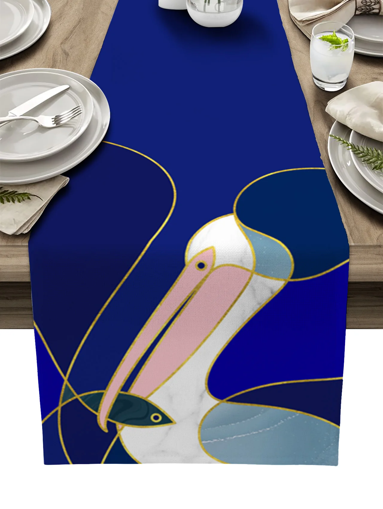 

Абстрактное искусство мрамор Современная Геометрия птица Пеликан настольная дорожка украшение домашний декор обеденный стол украшение На...