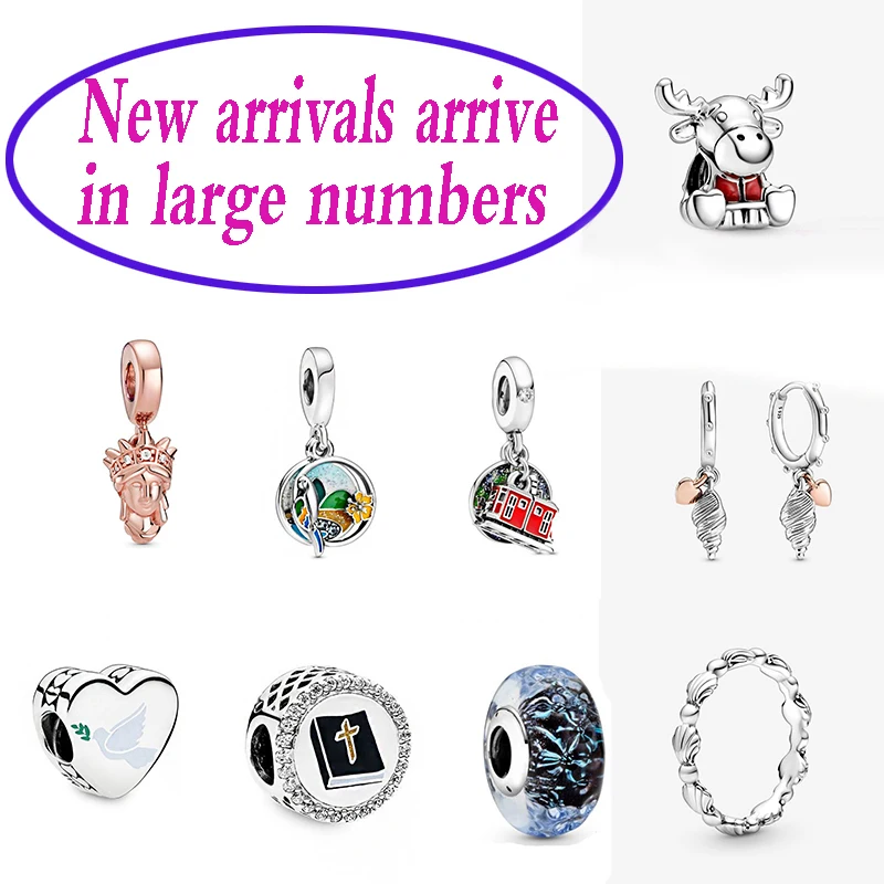 

2020 New S925 Moose Maple Leaf Statue Of Liberty Dangle Beach Parrot Charm Diy Suitable For Women Original 1:1 Jewelry