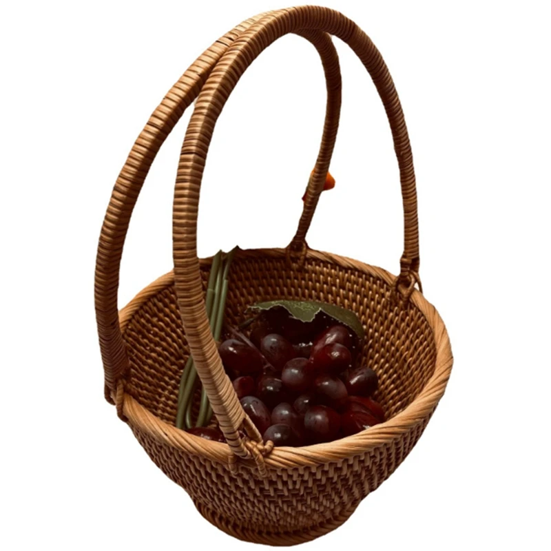 

Vietnam Rattan Storage Basket Household Fruit Tray Living Room Snacks Sundries Candy Basket Creative Desktop Storage Box