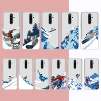 skiing snow snowboard skis phone case for samsung a51 a52 a71 a12 for redmi 7 9 9a for huawei honor8x 10i clear case