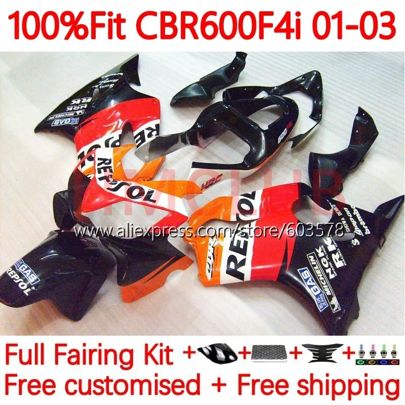 

Injection Body For HONDA CBR 600 CBR600 F4i 600F4i orange stock CBR600F4i 2001 2002 2003 600CC 01 02 03 OEM Fairing Kit 137No.52