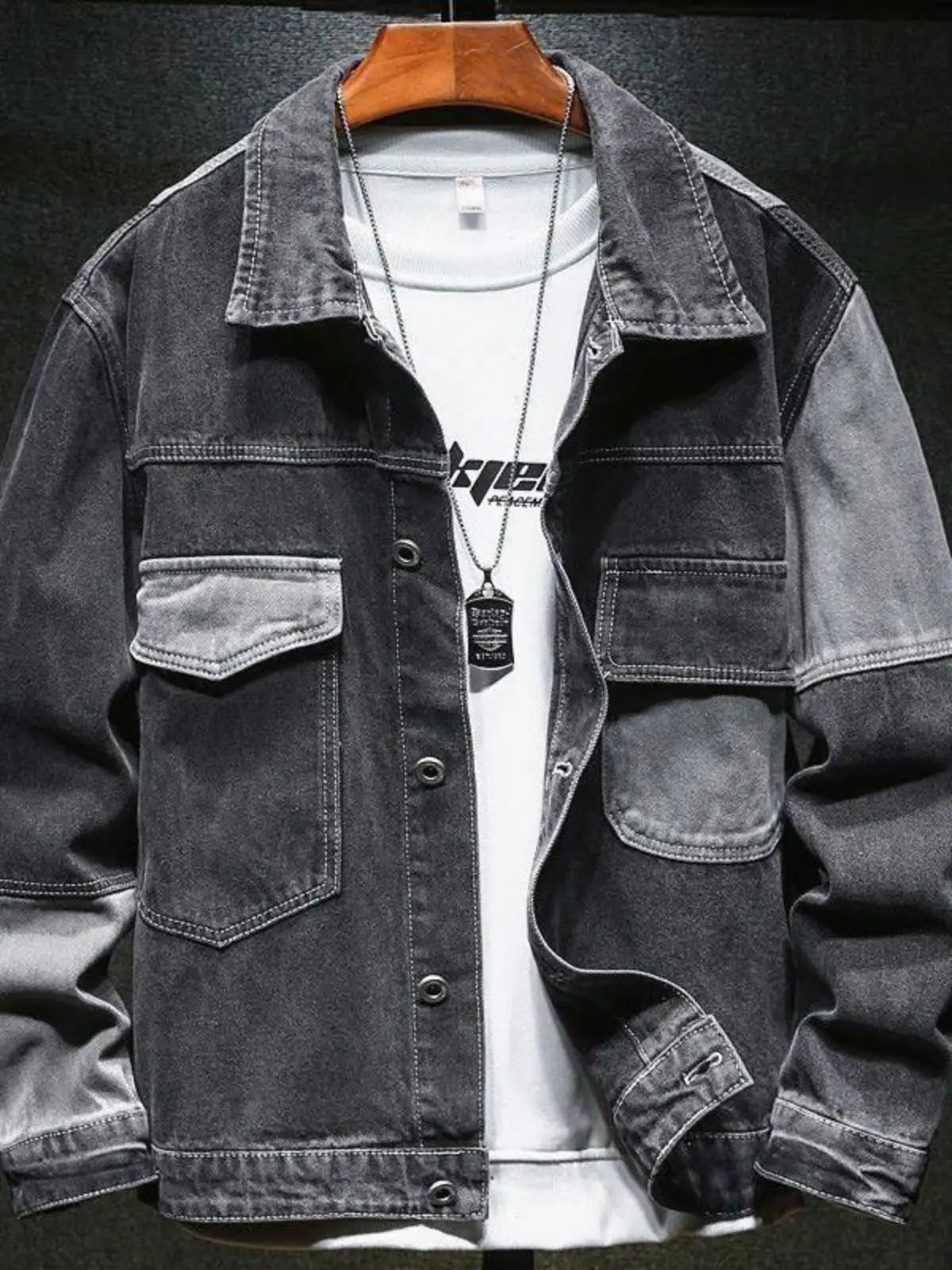 Handsome Spring Top Cargo and Autumn plus Size Plus size Retro Loose Korean Casual Jacket Denim coat Men