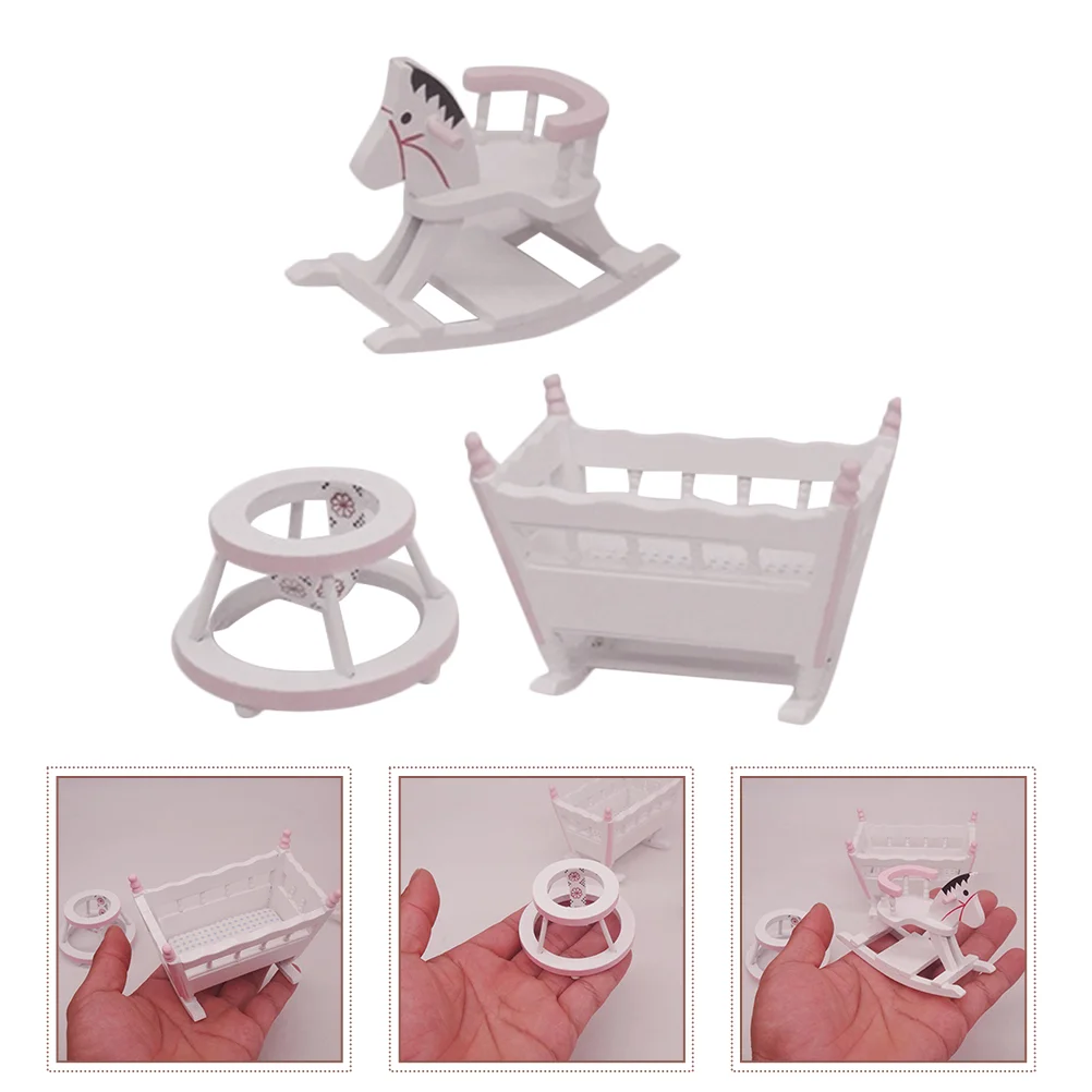 

1 Set Miniature Children Room Furniture Cradle Rocking Horse Set