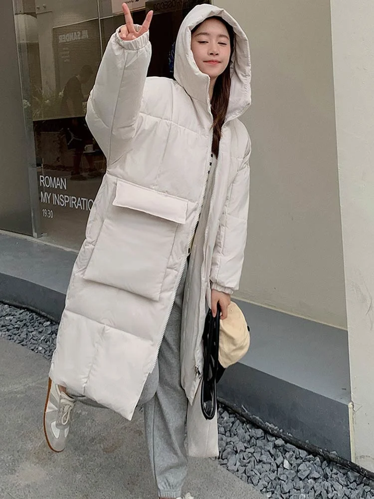 2022 New Fashion Winter Jacket Women Parkas Long Coat Hooded Parkas Loose Warm Snow Wear Cotton Padded Winter Clothes