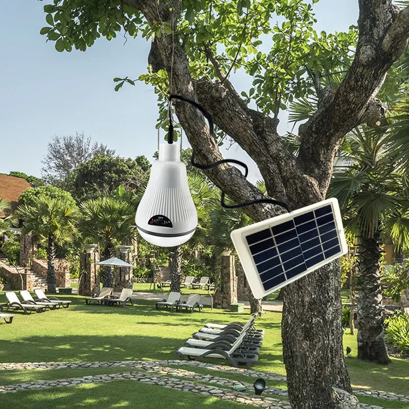 

LED Solar Bulb Light Waterproof Outdoor USB Charged Hanging Emergency Sunlight Powered Lamp Portable Powerful Indoor House