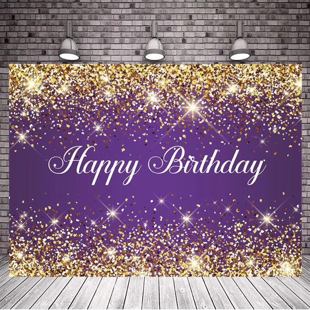 

Фотофон фиолетовый день рождения золотые блестки диффузор Сияющие точки фон для взрослых женщин девочек десерт украшение Вечерние