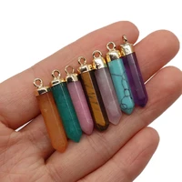 exquisite natural stone hexagon pillar crystal pendant 5x30mm colored agate charm jewelry making diy necklace stud accessories