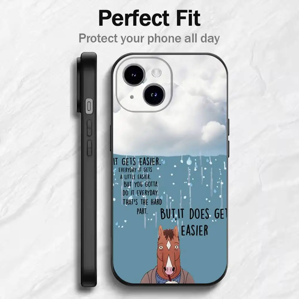Фото Чехол для iPhone Cartoon B-BoJack H-Horseman для 17, 16, 15, 14, 13, 12, 11, Mini XS XR X 6S 6 Pro Max Plus, черный мягкий чехол №2
