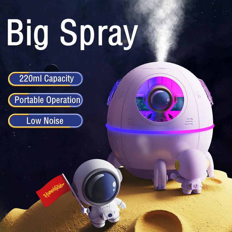 

Space Capsule Air Humidifier USB Ultrasonic Cool Mist Aromatherapy Water Diffuser with Led Light Astronaut Humidificador