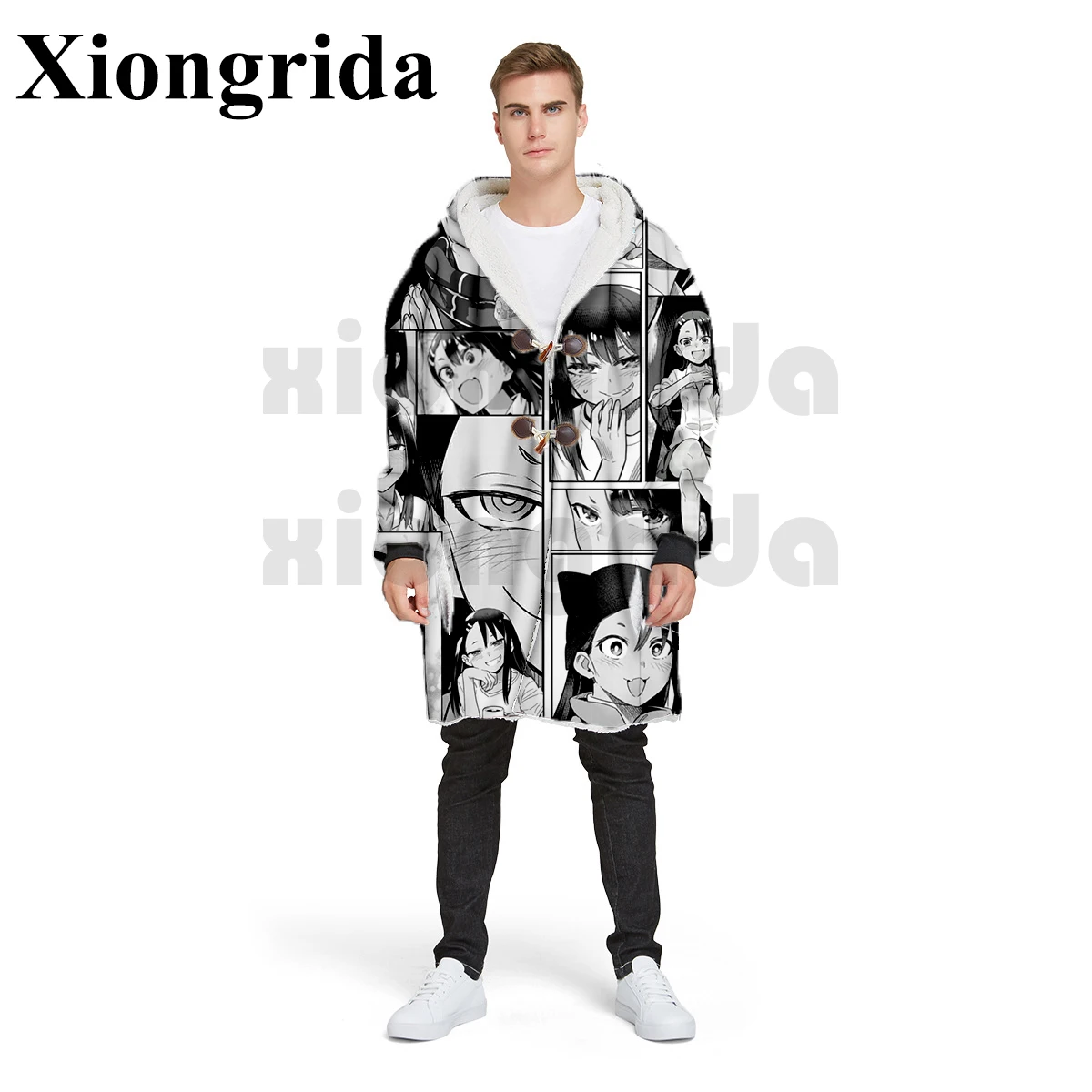 Hentai Sexy Anime Print Hoodies Mens Thick Jacket Nagatoro Hayase Kawaii Hood Casual All Over Unisex Pullover Warm Coat