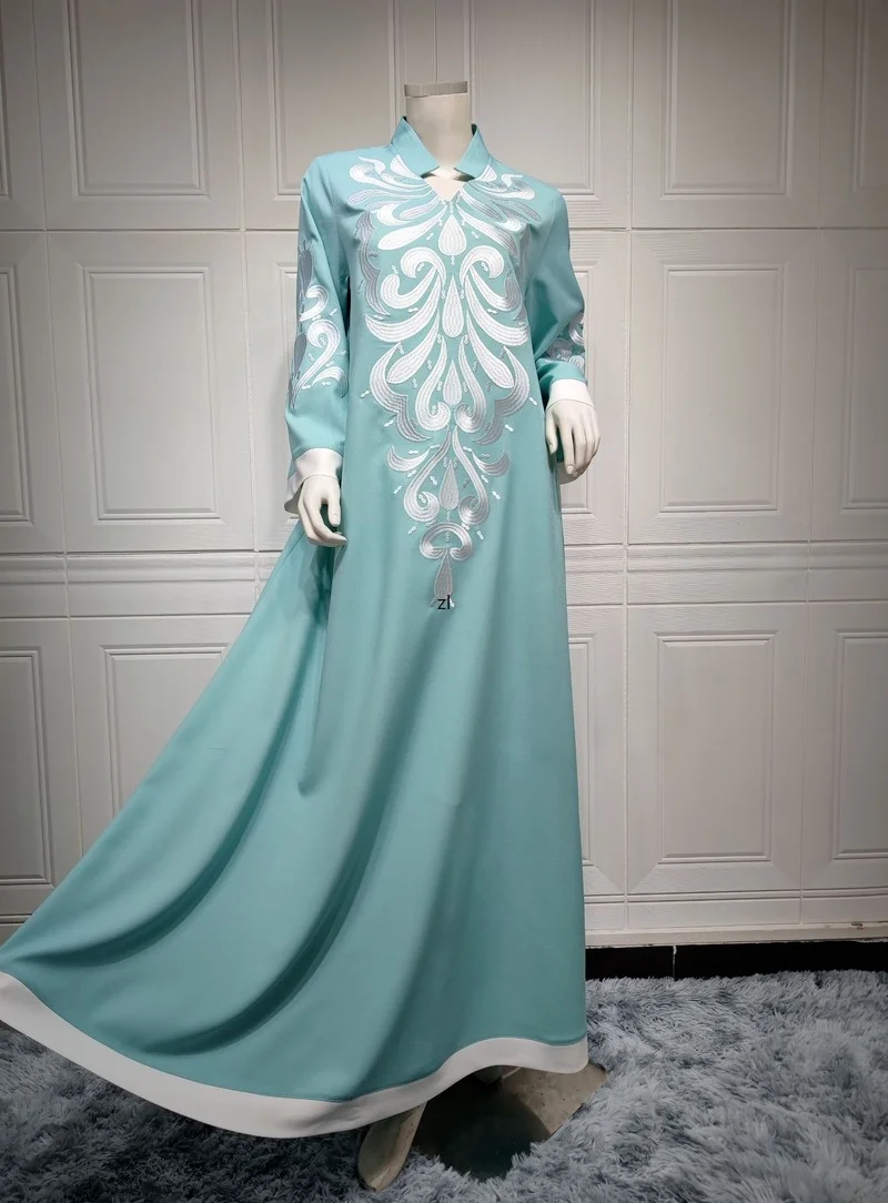 Robe Muslim Abaya Dubai Embroidered Kebaya Dress Long Sleeve Gowns Moroccan Kaftan Islam Oman Qatar Ladies Dresses