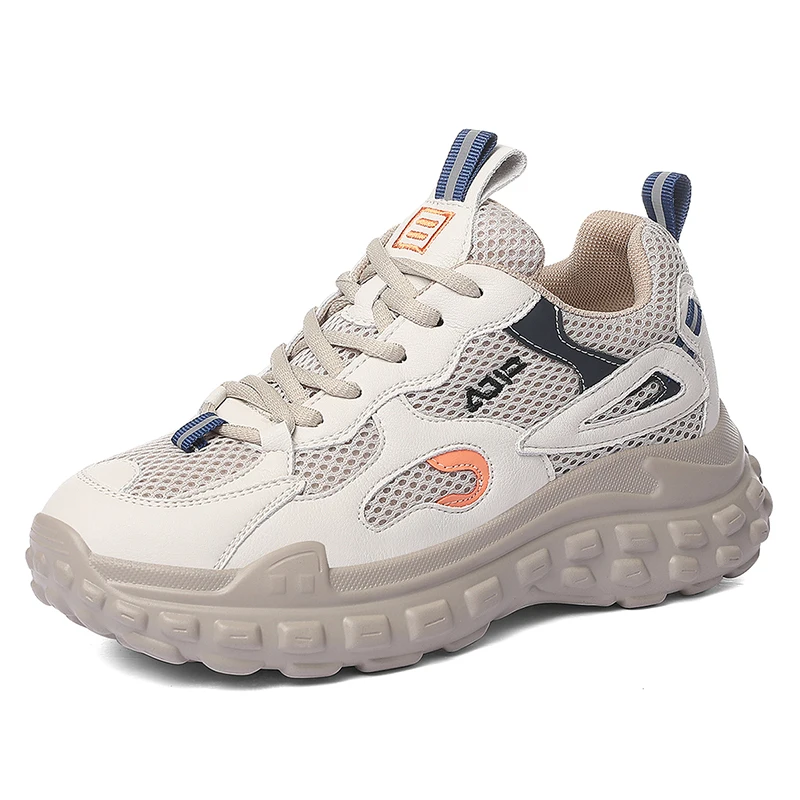 Autuspin 5cm Chunky Wedges Women Shoes Outdoor Retro Platform Vulcanized Sneakers Students Four Season Genuine Leather Sneaker