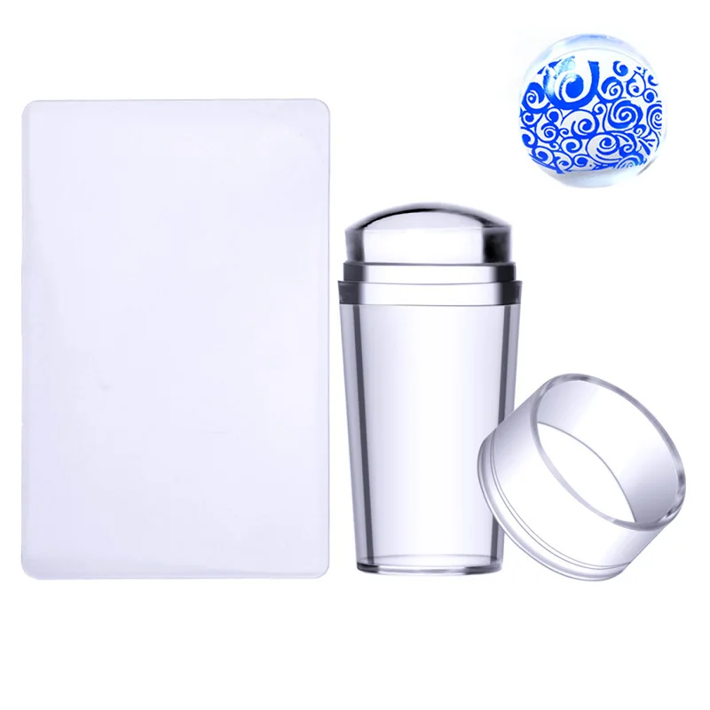 Набор штампов для дизайна ногтей железная головка со скребком шаблон