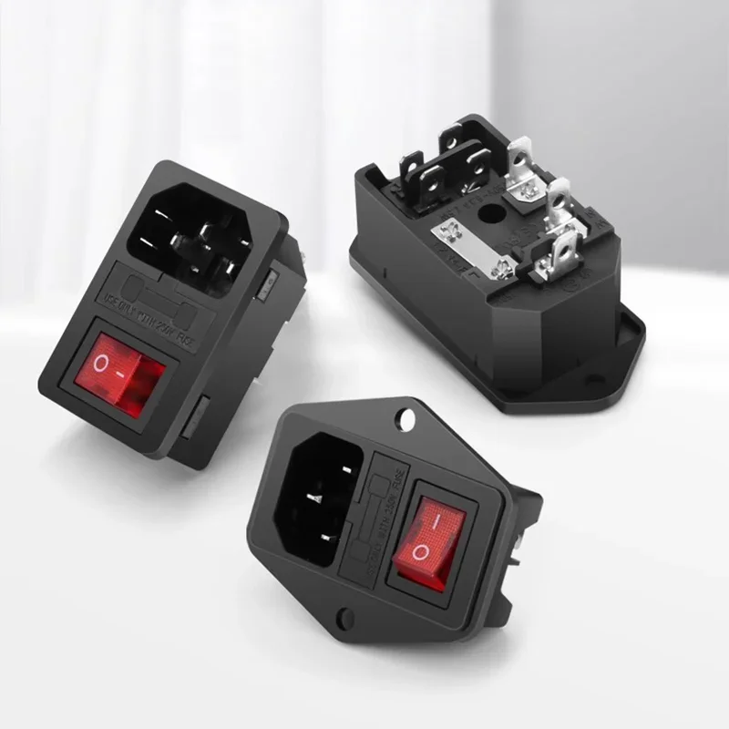 IEC 320 C13 C14 Входная розетка переменного тока 250 В 10 А Предохранитель Красная лампа Кулисный переключатель Перемонтируемый 3-контактный электрический разъем «папа-мама» (art.: 3920cd20fc2bf) - 3920cd20fc2bf