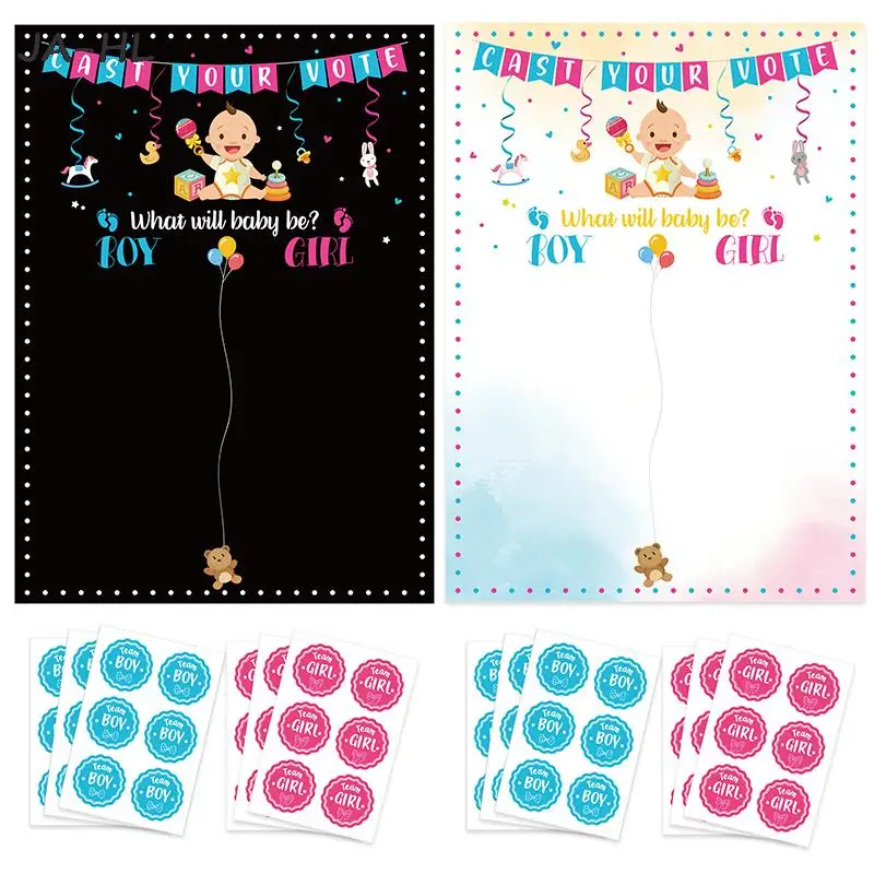

1Set Boy or Girl Gender Reveal Voting Game Poster Board with Stickers Baby Gender Reveal Party Decoration Baby Shower Supplies